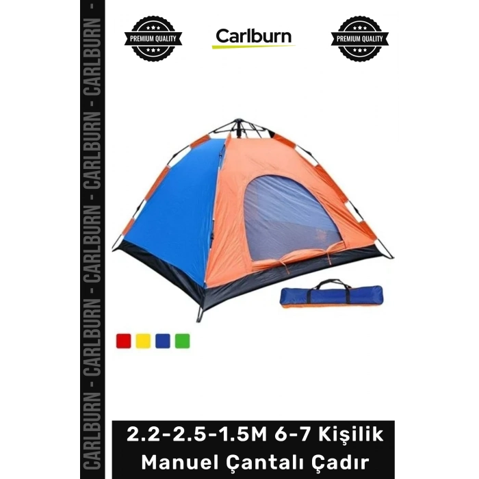 #Çadır Su Geçirmez Geniş Konforlu Kaliteli Lüks Aile Tipi 2.2-2.5-1.5M 6-7 Kişilik Manuel Çantalı Çadır