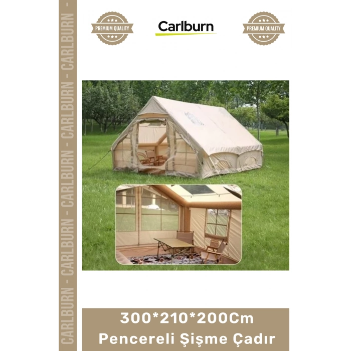 #Çadır Lüks Geniş Kamp 6 Kişilik 4 Mevsim 2 Kapılı Tavan 300*210*200Cm Pencereli Şişme Çadır