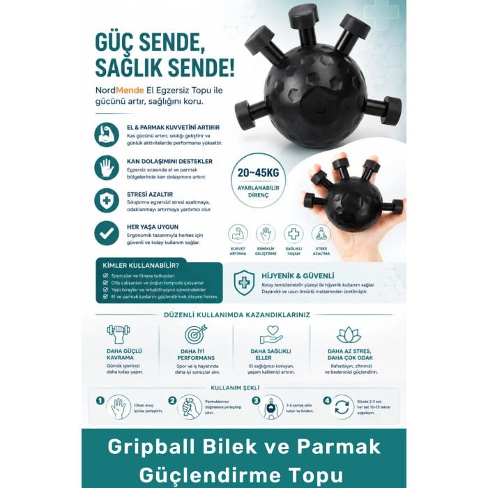 #ElYayı El Egzersiz Kavrama Gücü Antrenman Ekipmanı Stres Odaklanma Gripball Bilek Parmak Güçlendirme Topu