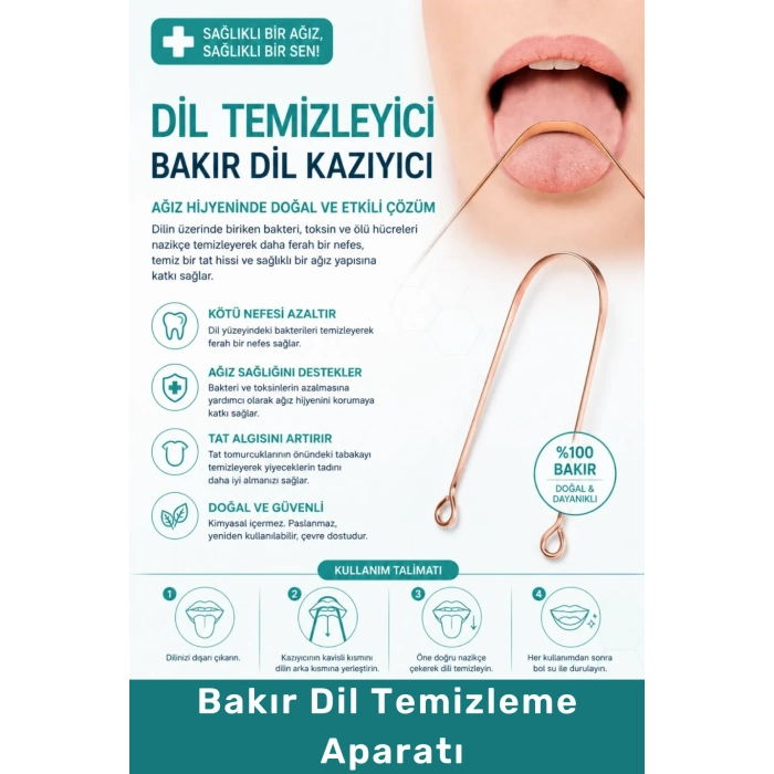 #DilTemizleyici Hijyenik Dil Temizleyici Ağız Bakım Ürünü Metal Dil Kazıyıcı Bakır Dil Temizleme Aparatı