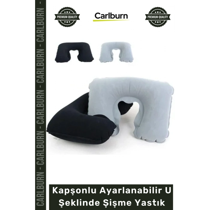 #Yastık Konforlu Seyahat Yolculuk Boyun Destekli Kapşonlu Ayarlanabilir U Şeklinde Şişme Yastık