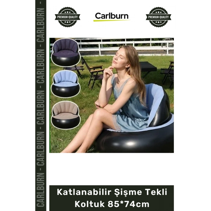 #ŞişmeKoltuk Portatif Rahat Ergonomik Kamp Bahçe Şişme Yatak Katlanabilir Şişme Tekli Koltuk 85*74cm