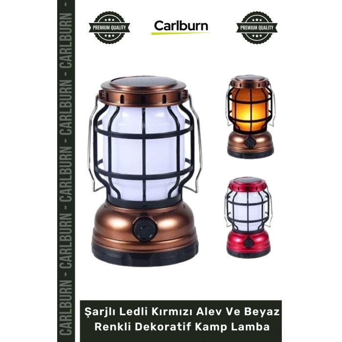 #KampLambası Outdoor Fener Aydınlatma Şarjlı Ledli Kırmızı Alev Beyaz Renkli Dekoratif Kamp Lamba