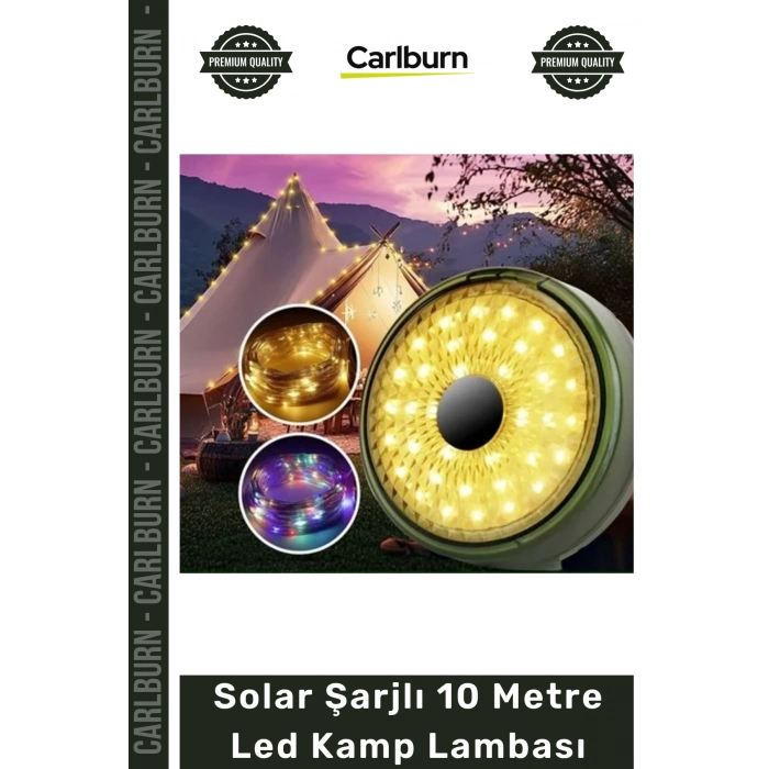 #KampLambası Dış Mekan Su Geçirmez Güneş Enerjili Taşınabilir Aydınlatma Solar Şarjlı 10 Metre Led Kamp Lambası
