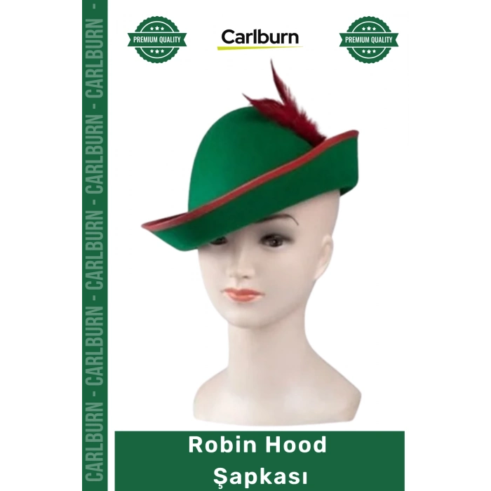 #Şapka Parti Kostüm Aksesuarı Yeşil Keçe Kumaş Karnaval Eğlence Hediyelik Robin Hood Şapkası