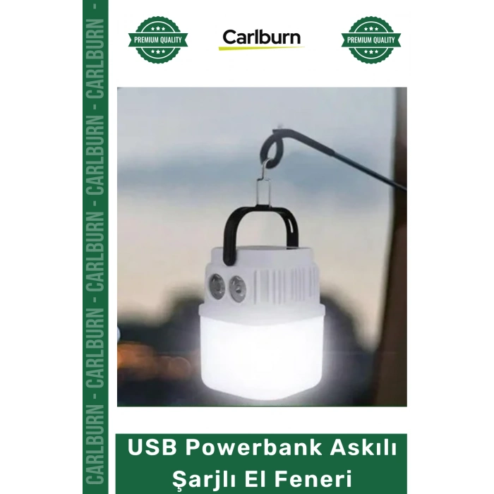 #ElFeneri Profesyonel Kamp Tipi Güçlü Led Uzun Menzilli Şarjlı El Feneri USB Powerbanklı Askılı