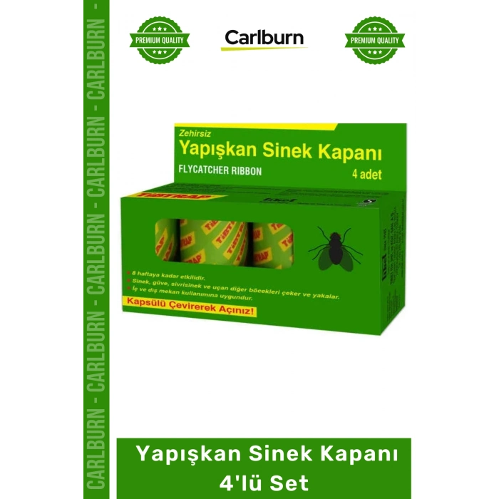 #SinekKapanı Etkili Çift Taraflı Zehirsiz Güçlü Pratik Rulo Şerit Takım Yapışkan Sinek Kapanı 4lü Set