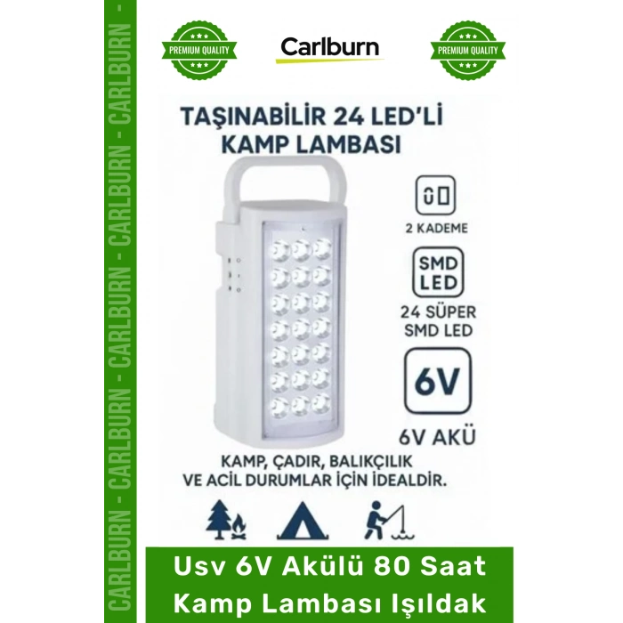 #Işıldak Şarjlı Led Portatif Güçlü Aydınlatma Feneri Usv 6V Akülü 80 Saat Kamp Lambası Işıldak