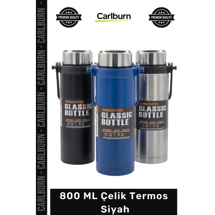 #Termos Paslanmaz Sızdırmaz Dayanıklı Sıcak Soğuk Outdoor Matara Şık 800 ML Çelik Termos Siyah