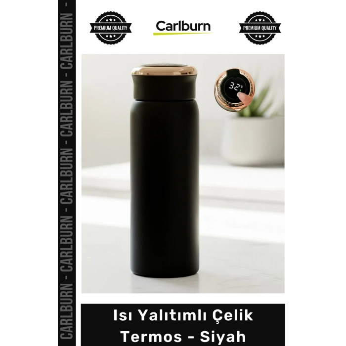 #Termos Paslanmaz Vakumlu Çift Katmanlı Sızdırmaz Isı Yalıtımlı Dayanıklı Şık Mat Çelik Termos Siyah
