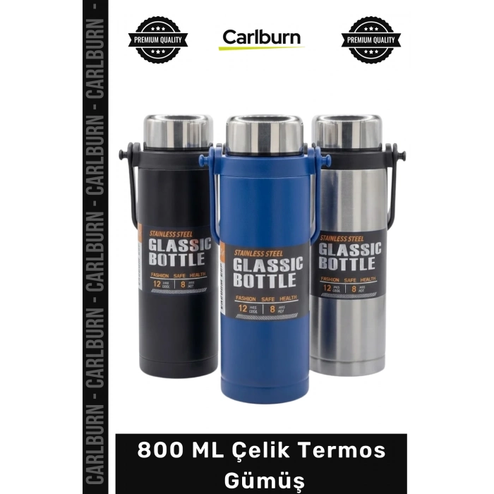 #Termos Paslanmaz Çift Katmanlı Isı Yalıtımlı Vakumlu Sızdırmaz Kaliteli 800 ML Çelik Termos Gümüş