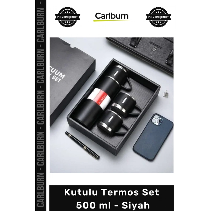 #Termos 304 Paslanmaz Çelik Isı Yalıtımlı Kaydırmaz Taban Modern Hediye Kutulu Termos Set 500 ml