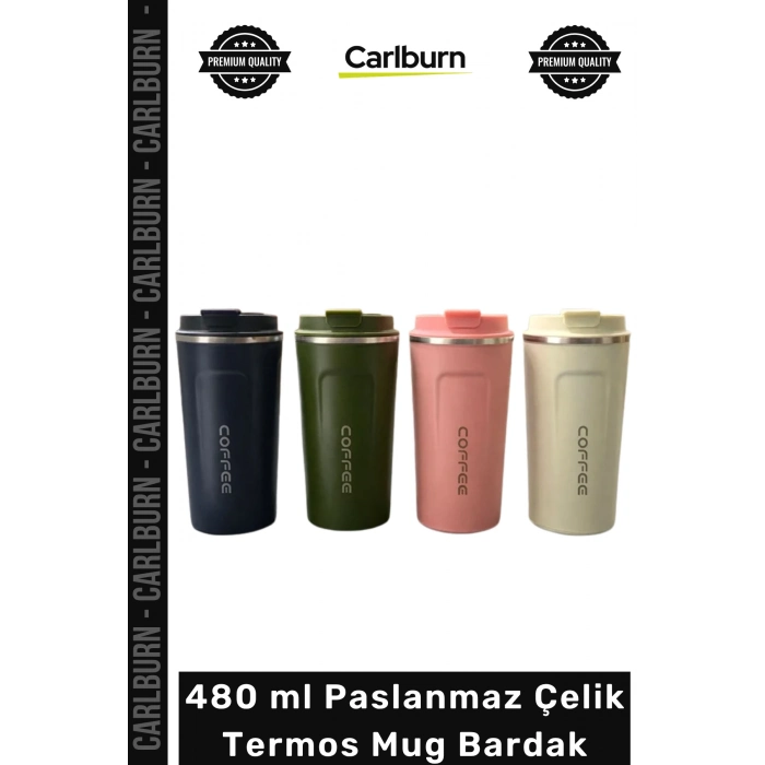 #Mug Sızdırmaz Kilitli Kapaklı Vakumlu Isı Yalıtımlı 480 ml Paslanmaz Çelik Termos Mug Bardak