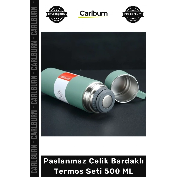 #Termos 304 Kalite Isı Yalıtımlı 3 Bardaklı Kamp Seyahat Piknik Şık Paslanmaz Çelik Bardaklı Termos Seti 500 ML