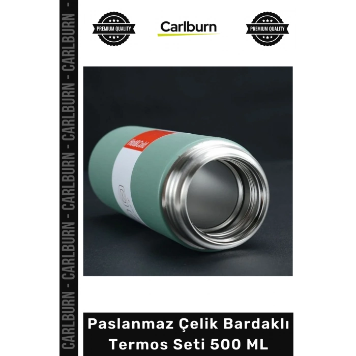 #Termos 304 Kalite Isı Yalıtımlı 3 Bardaklı Kamp Seyahat Piknik Şık Paslanmaz Çelik Bardaklı Termos Seti 500 ML