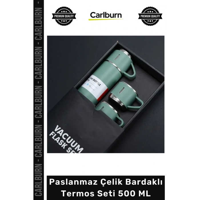 #Termos 304 Kalite Isı Yalıtımlı 3 Bardaklı Kamp Seyahat Piknik Şık Paslanmaz Çelik Bardaklı Termos Seti 500 ML