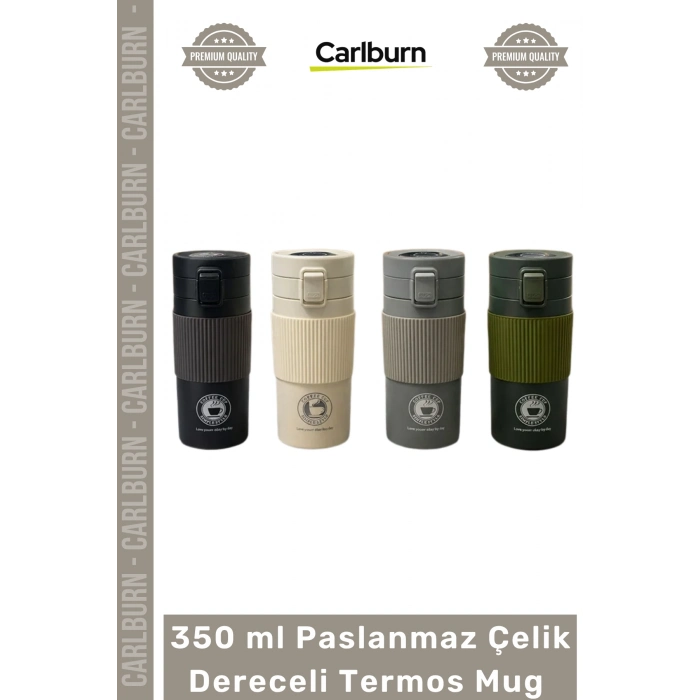 #Mug Seyahat Hastane Kamp Piknik Ofis  Dijital Isı Göstergeli Mat Sızdırmaz 350 ml Paslanmaz Çelik Dereceli Termos Mug Bardak