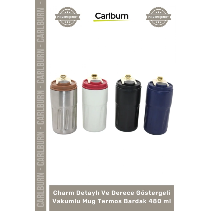 #Termos Dijital Isı Yalıtımlı Çift Katmanlı Charm Detaylı Derece Göstergeli Vakumlu Mug Termos Bardak 480 ml