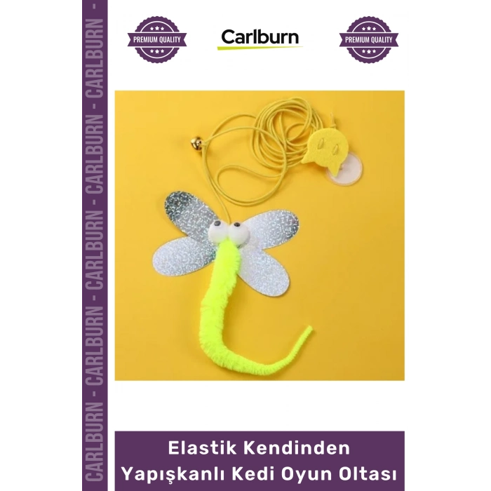 #Petshop İnteraktif Çıngıraklı Renkli Kelebek Model Elastik Kendinden Yapışkanlı Kedi Oyun Oltası