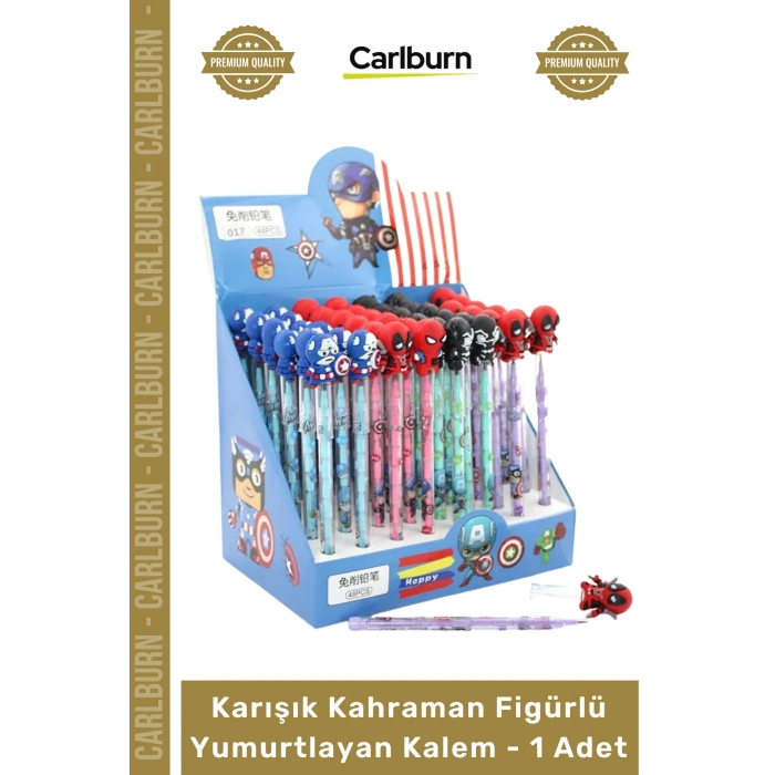 #Kırtasiye Eğlenceli Okul Ofis Kırtasiye Çocuk Karışık Kahraman Figürlü Yumurtlayan Kalem 1 Adet