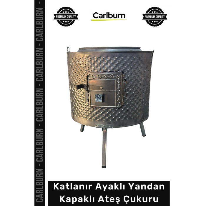 #AteşÇukuru Krom Paslanmaz Dış Mekan Bahçe Dağ Evi Şöminesi Isıya Dayanıklı Katlanır Ayaklı Yandan Kapaklı Ateş Çukuru