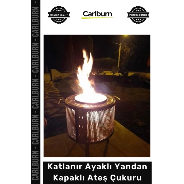 #AteşÇukuru Krom Paslanmaz Dış Mekan Bahçe Dağ Evi Şöminesi Isıya Dayanıklı Katlanır Ayaklı Yandan Kapaklı Ateş Çukuru