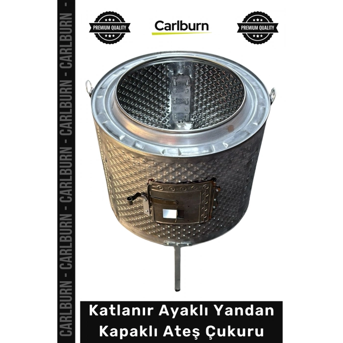 #AteşÇukuru Krom Paslanmaz Dış Mekan Bahçe Dağ Evi Şöminesi Isıya Dayanıklı Katlanır Ayaklı Yandan Kapaklı Ateş Çukuru
