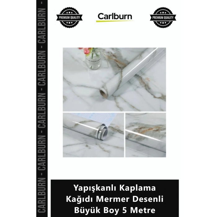 #Mermer Su Geçirmez Dekoratif Mutfak Yapışkanlı Kaplama Kağıdı Mermer Desenli Büyük Boy 5 Metre