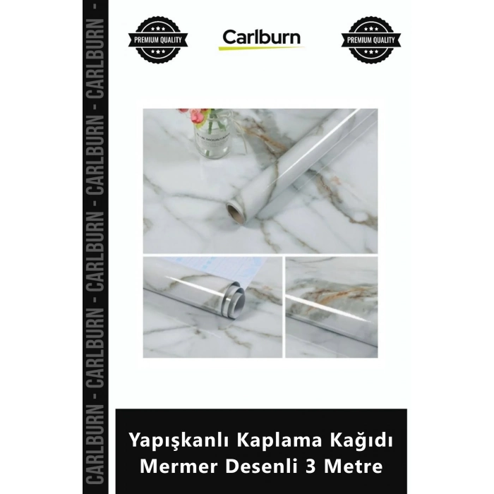 #Mermer Su Geçirmez Isıya Dayanıklı Folyo Yapışkanlı Kaplama Kağıdı Mermer Desenli 3 Metre