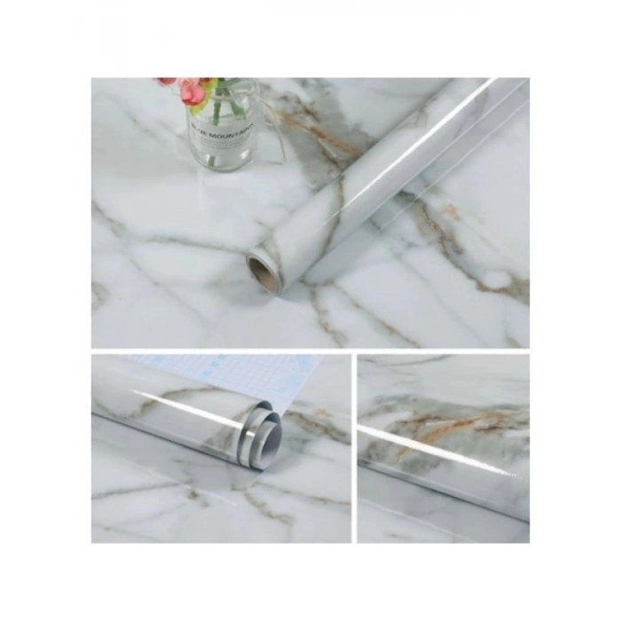 #Mermer Su Geçirmez Isıya Dayanıklı Folyo Yapışkanlı Kaplama Kağıdı Mermer Desenli 3 Metre