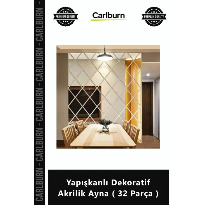 #Ayna Kırılmaz Duvar Dekoru Modern Tasarım Kare Yapışkanlı Dekoratif Akrilik Ayna 32 Parça