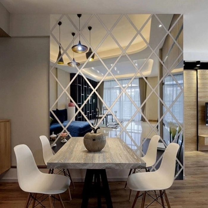 #Ayna Kırılmaz Güvenli Duvar Dekoru Modern Yapışkanlı Dekoratif Akrilik Ayna 17 Parça