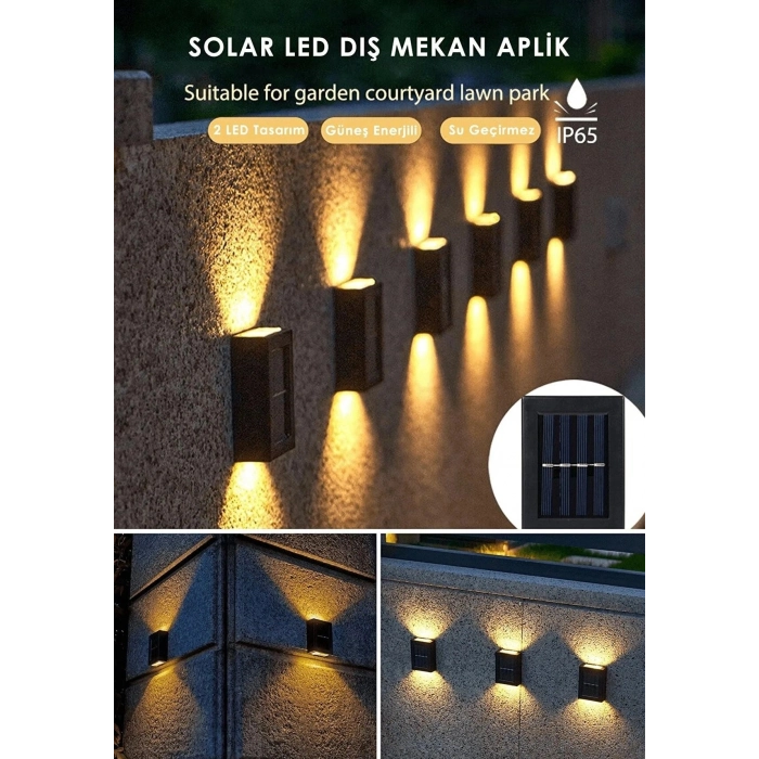 Özel Üretim Tekli Yeni Model Solar Çift Taraflı Duvar Lambası Güneş Enerjili Aydınlatma Dekorasyon A