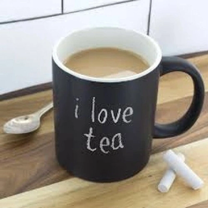 Özel Üretim Kara Tahta Tasarım Hediye Yazılabilir Seramik Ofis Ev Tebeşirli Kupa Bardak Chalk Mug