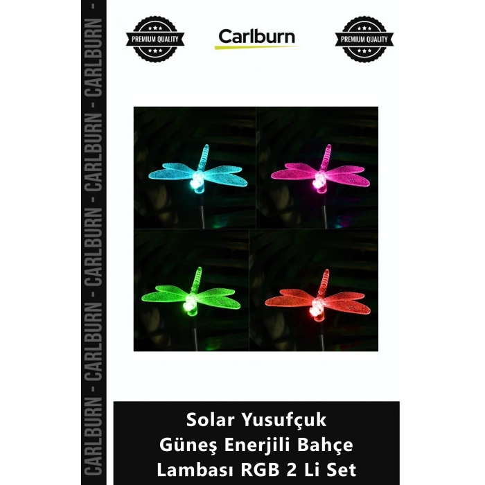 Özel Üretim Dekoratif Su Geçirmez Sensörlü Solar Yusufçuk Güneş Enerjili Bahçe Lambası RGB 2 Li Set