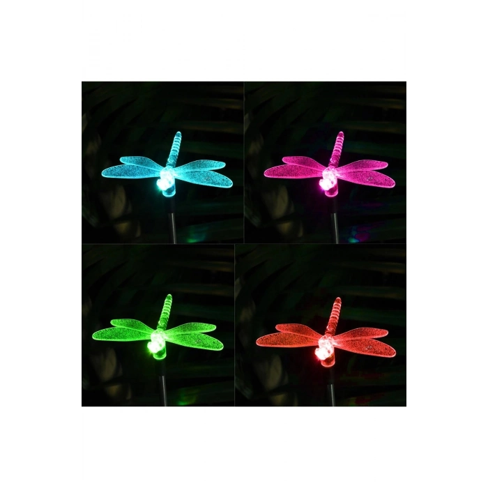 Özel Üretim Dekoratif Su Geçirmez Sensörlü Solar Yusufçuk Güneş Enerjili Bahçe Lambası RGB 2 Li Set