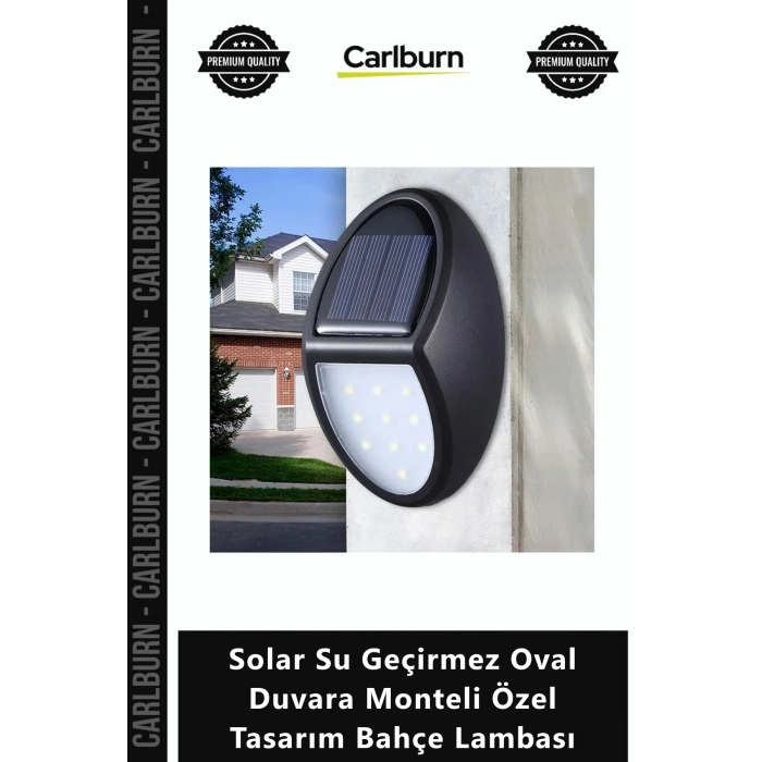 Özel Üretim 10 Ledli Dış Mekan Solar Su Geçirmez Oval Duvara Monteli Özel Tasarım Bahçe Lambası