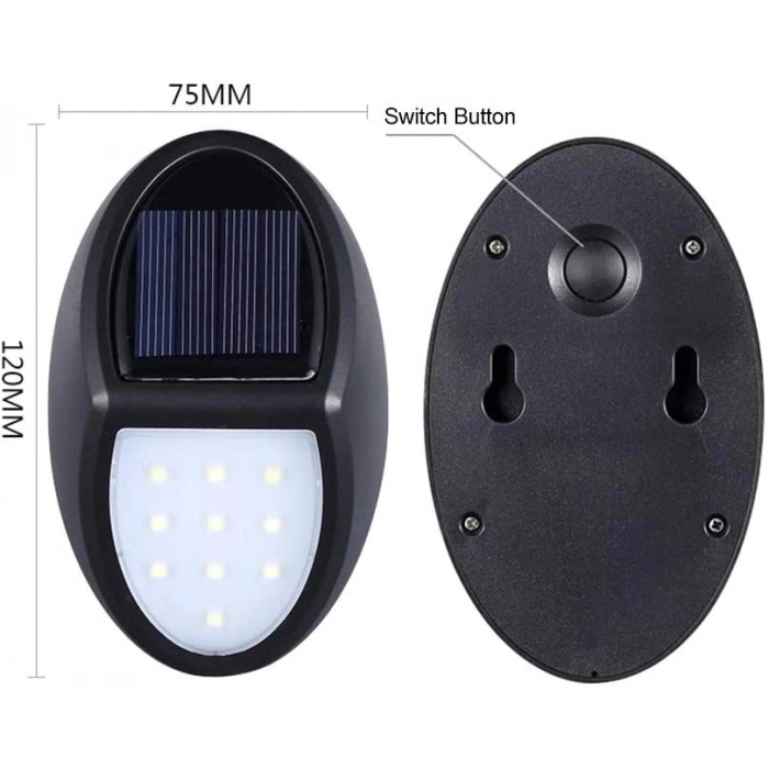 Özel Üretim 10 Ledli Dış Mekan Solar Su Geçirmez Oval Duvara Monteli Özel Tasarım Bahçe Lambası