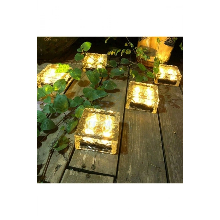 Özel Üretim Solar Güzeş Enerjili Buz Cam Zemin Dekoratif Bahçe Aydınlatma 4 Led Li Kristal 1 Adet