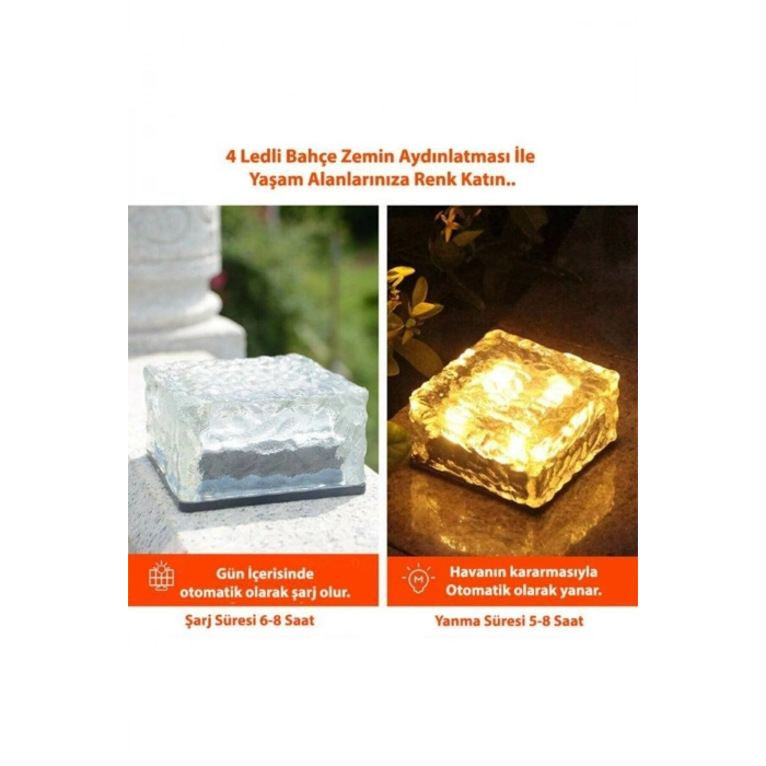 Özel Üretim Solar Güzeş Enerjili Buz Cam Zemin Dekoratif Bahçe Aydınlatma 4 Led Li Kristal 1 Adet