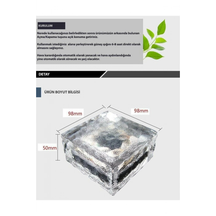 Özel Üretim Solar Güzeş Enerjili Buz Cam Zemin Dekoratif Bahçe Aydınlatma 4 Led Li Kristal 1 Adet