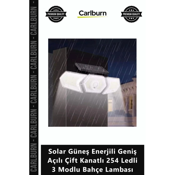 Özel Üretim Sensörlü Solar Güneş Enerjili Geniş Açılı Çift Kanatlı 254 Ledli 3 Modlu Bahçe Lambası