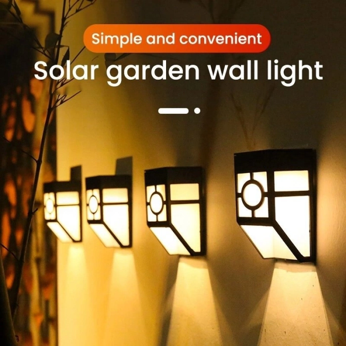 Özel Üretim Ledli Sensörlü Solar Güneş Enerjili Duvara Monteli Beyaz Işık Bahçe lambası 4 Lü Set