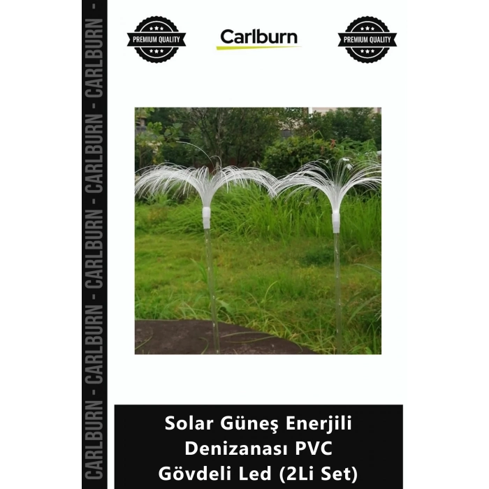 Özel Üretim Renkli IP65 Su Geçirmez Bahçe Solar Güneş Enerjili Denizanası PVC Gövdeli Led 2Li Set