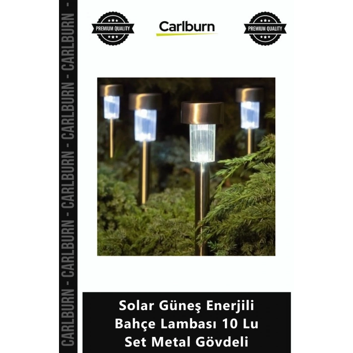 Özel Üretim Dış Mekan Dekoratif Lamba Solar Güneş Enerjili Bahçe Lambası 10 Lu Set Metal Gövdeli