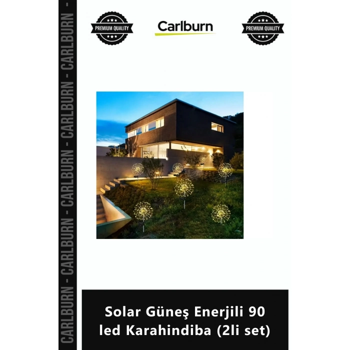 Özel Üretim Havaifişek Dekorasyon Bahçe Günışığı Solar Güneş Enerjili 90 led Karahindiba 2li set