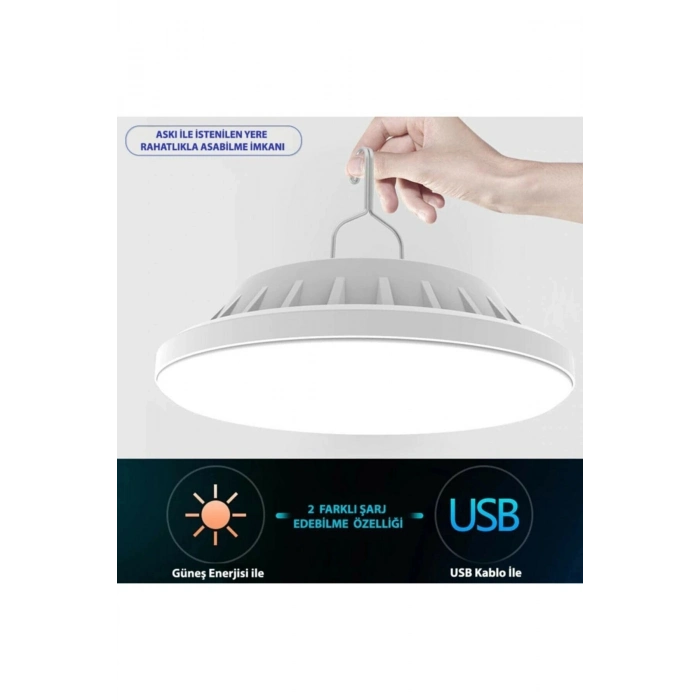 Özel Üretim Solar Güneş Enerji Usb Kumandalı 4 Modlu Bahçe Aydınlatma Led Askılı Pratik Kamp Lamba
