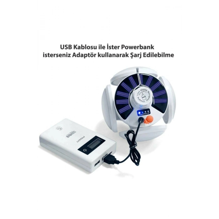 Özel Üretim Solar Güneş Enerji Usb Sarjlı 5 Kanatlı Bahçe Aydınlatma Led Askılı Pratik Kamp Lamba