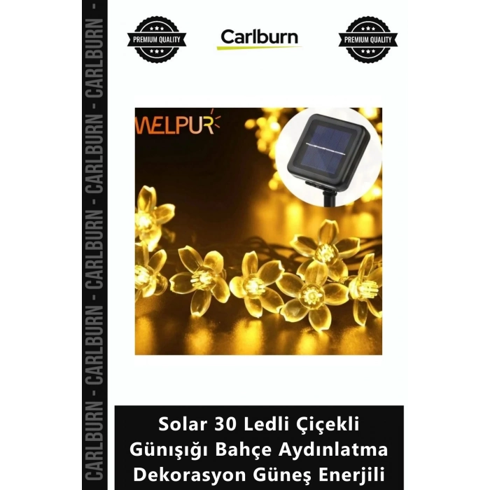 Özel Üretim Şık Peyzaj Solar 30 Ledli Çiçekli Günışığı Bahçe Aydınlatma Dekorasyon Güneş Enerjili