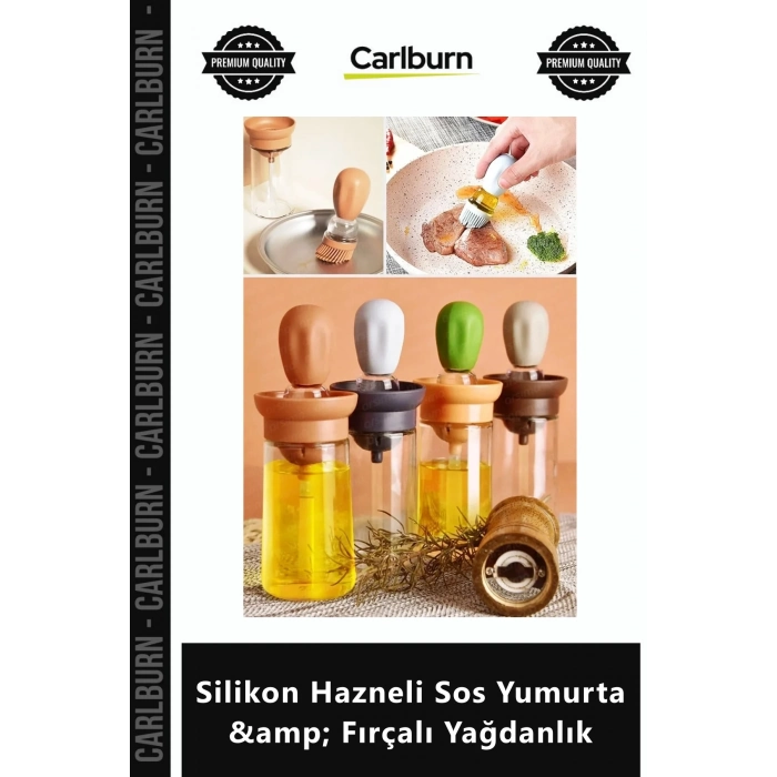 Özel Üretim Mutfak Gereçleri Sızdırmaz Pratik Cam Silikon Hazneli Sos Yumurta Fırçalı Yağdanlık
